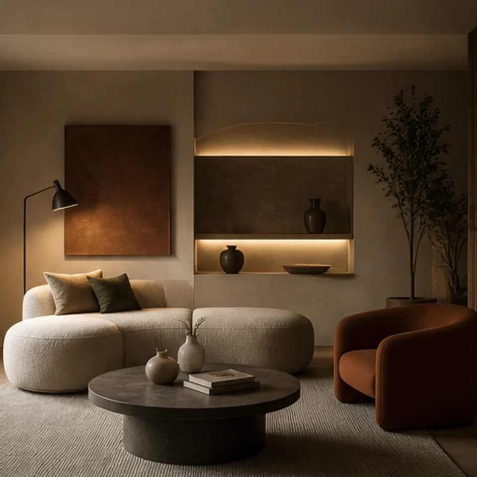 Warm living room lighting